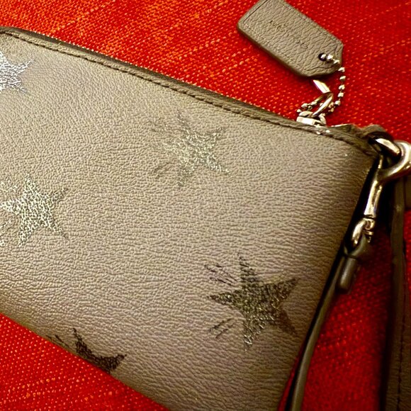 Coach Grey Leather Star-Print Wristlet – Silver Accents - Picture 7 of 13